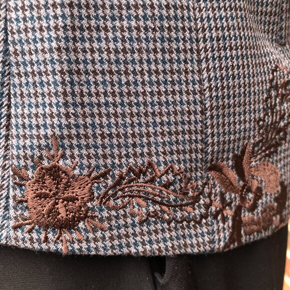 NY&Co Lace-Up Corset Top Embroidered Brown Plaid Bustier Size L - Picture 5 of 10